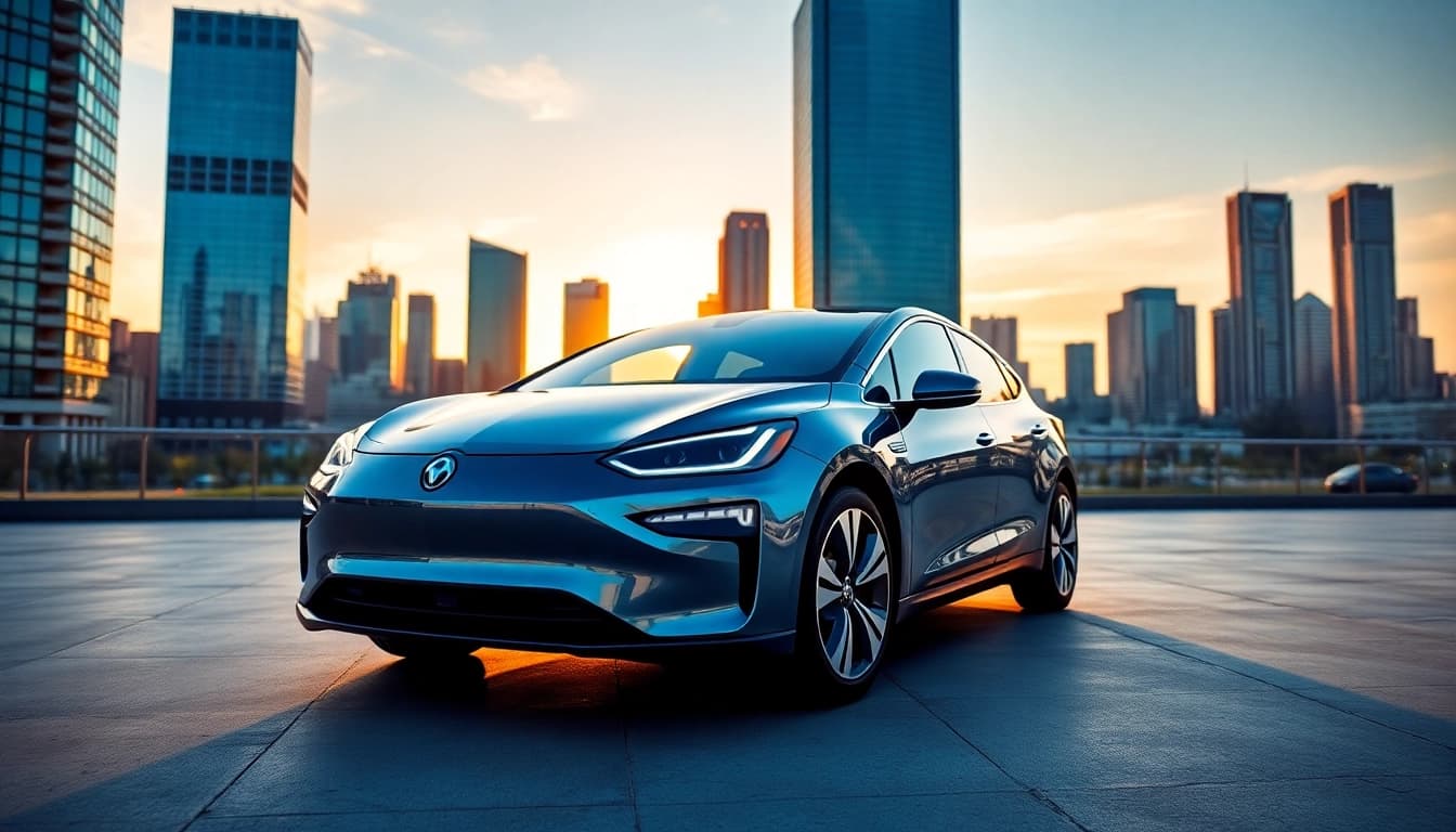 Elektroautos in urban setting, showcasing modern design and sustainable technology.
