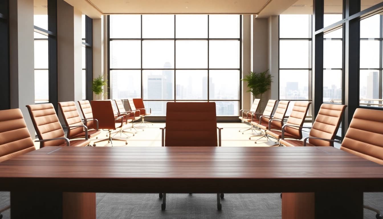 Refurbished Vitra chairs enhance a modern office ambiance, promoting elegant workspace design.