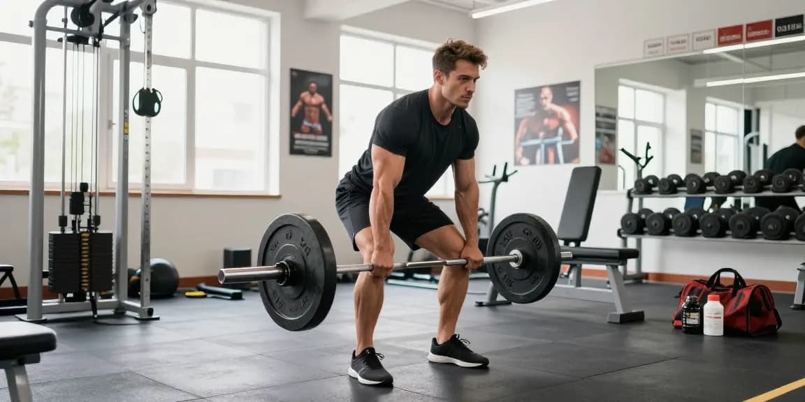 Bodybuilder lifting weights in a vibrant Anabolika Shop gym environment, showcasing dedication and intensity.