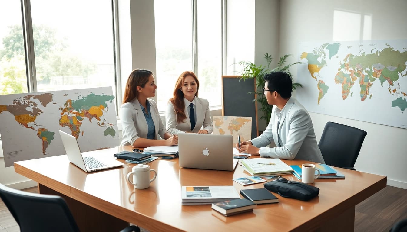 Flug & Hotel Tipps von professionellen Reiseberatern in einem modernen Büro.