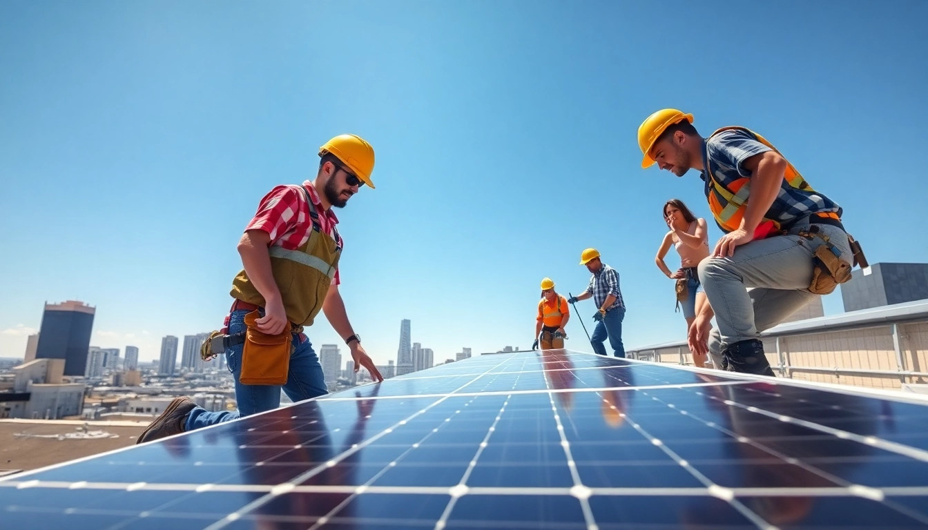Installationsprozess für Photovoltaik Leads auf einem Dach durch ein professionelles Team.