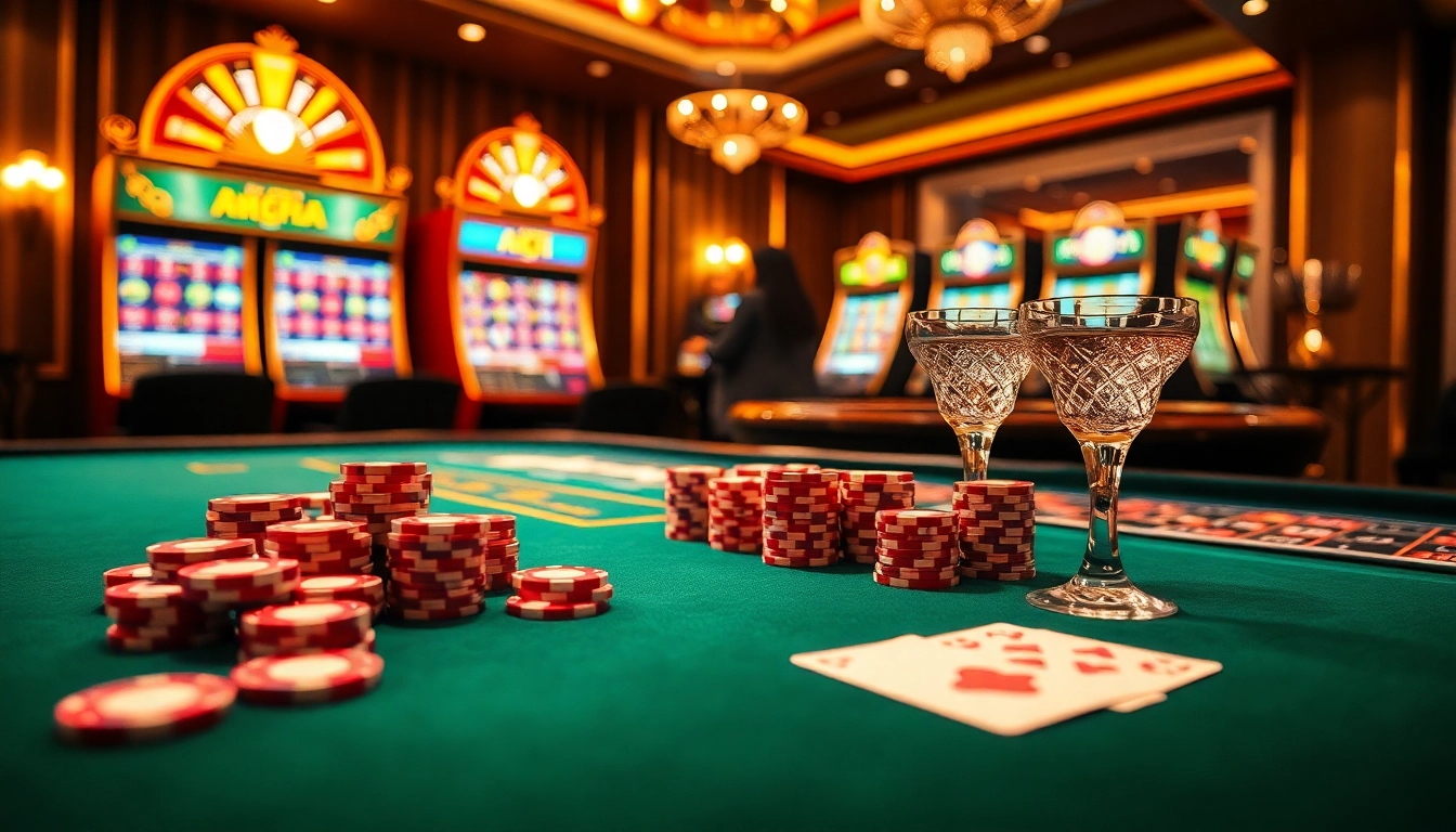Engaging gambling scene with poker chips and cards at fly88.deal casino.