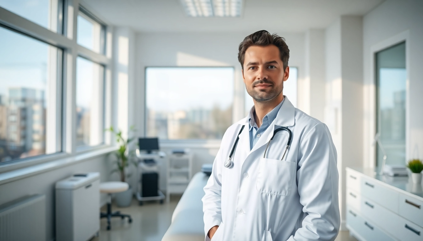 Professioneller Praxisfotograf München, der einen Arzt in einer modernen Klinik abbildet.