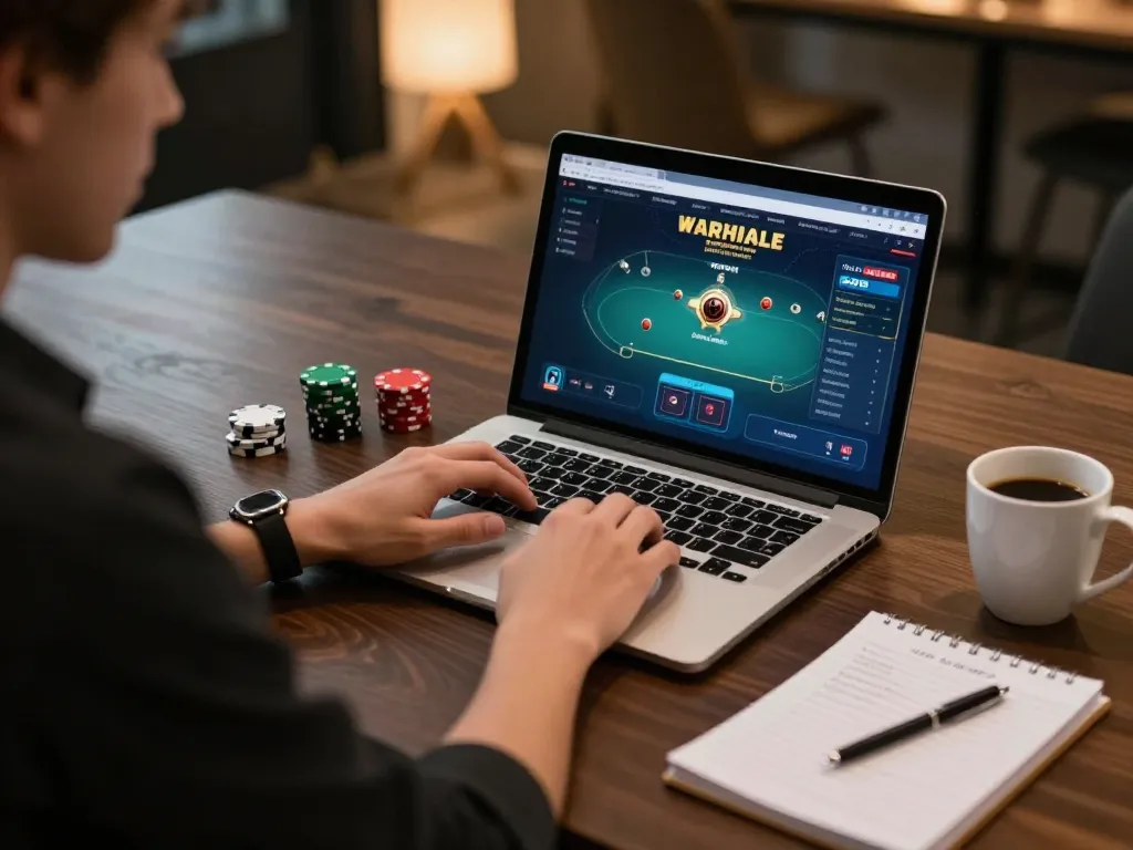 Engaging online poker gameplay on https://va88.uno/, showcasing strategies in a cozy workspace