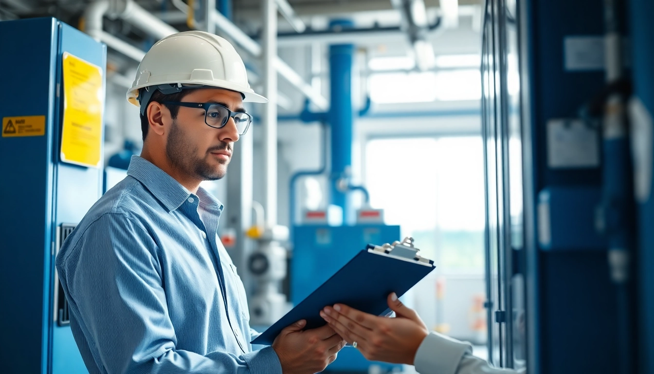 DGUV V3 Prüfung being conducted by a professional inspector in an industrial setting.