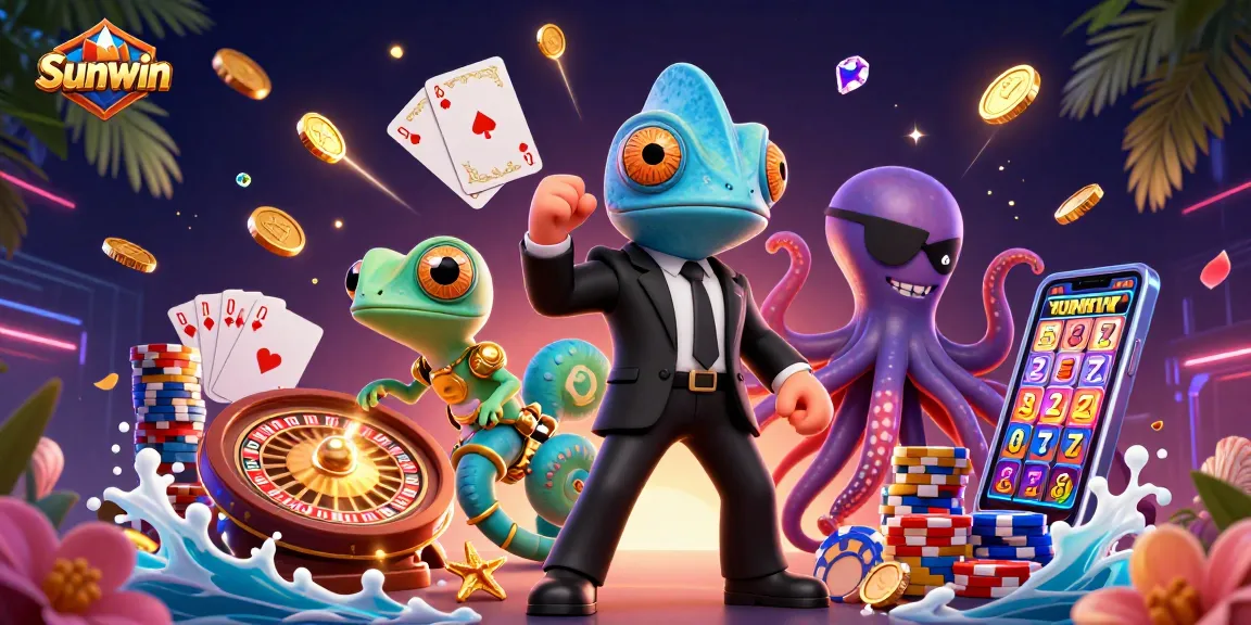 Experience thrilling casino excitement with Sunwin's vibrant 3D illustration of winning moments.