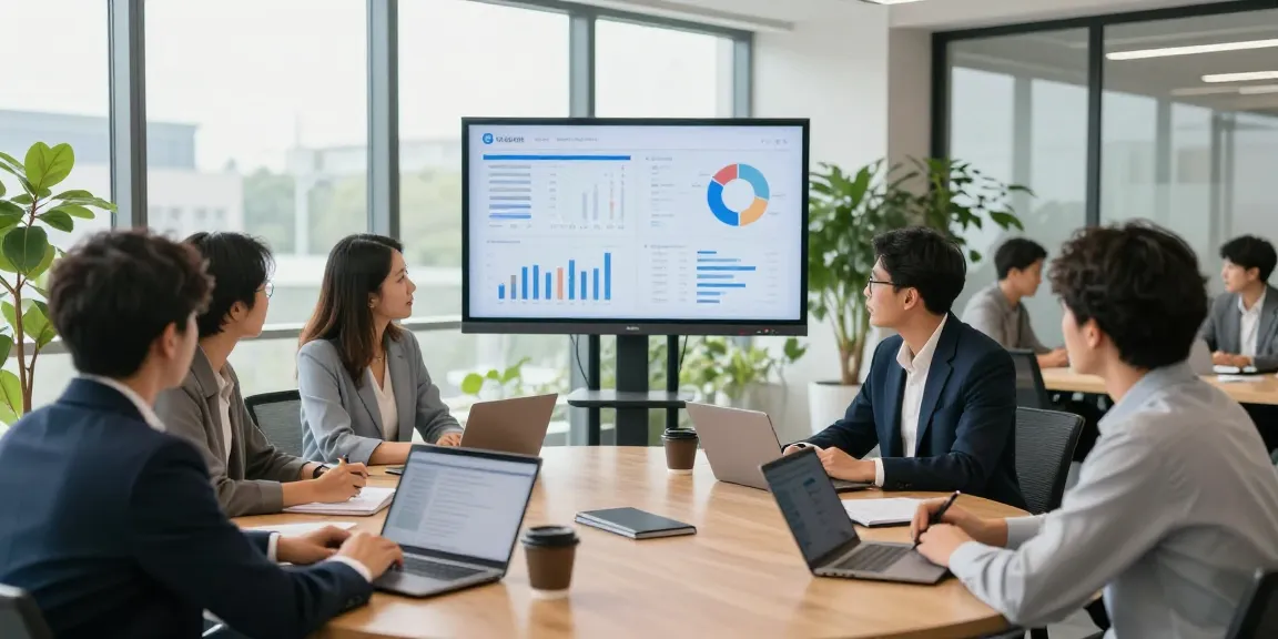 Fachleute bei der Bewertung einer Firma in einem modernen Büro, Teamarbeit und Feedback-Analyse.