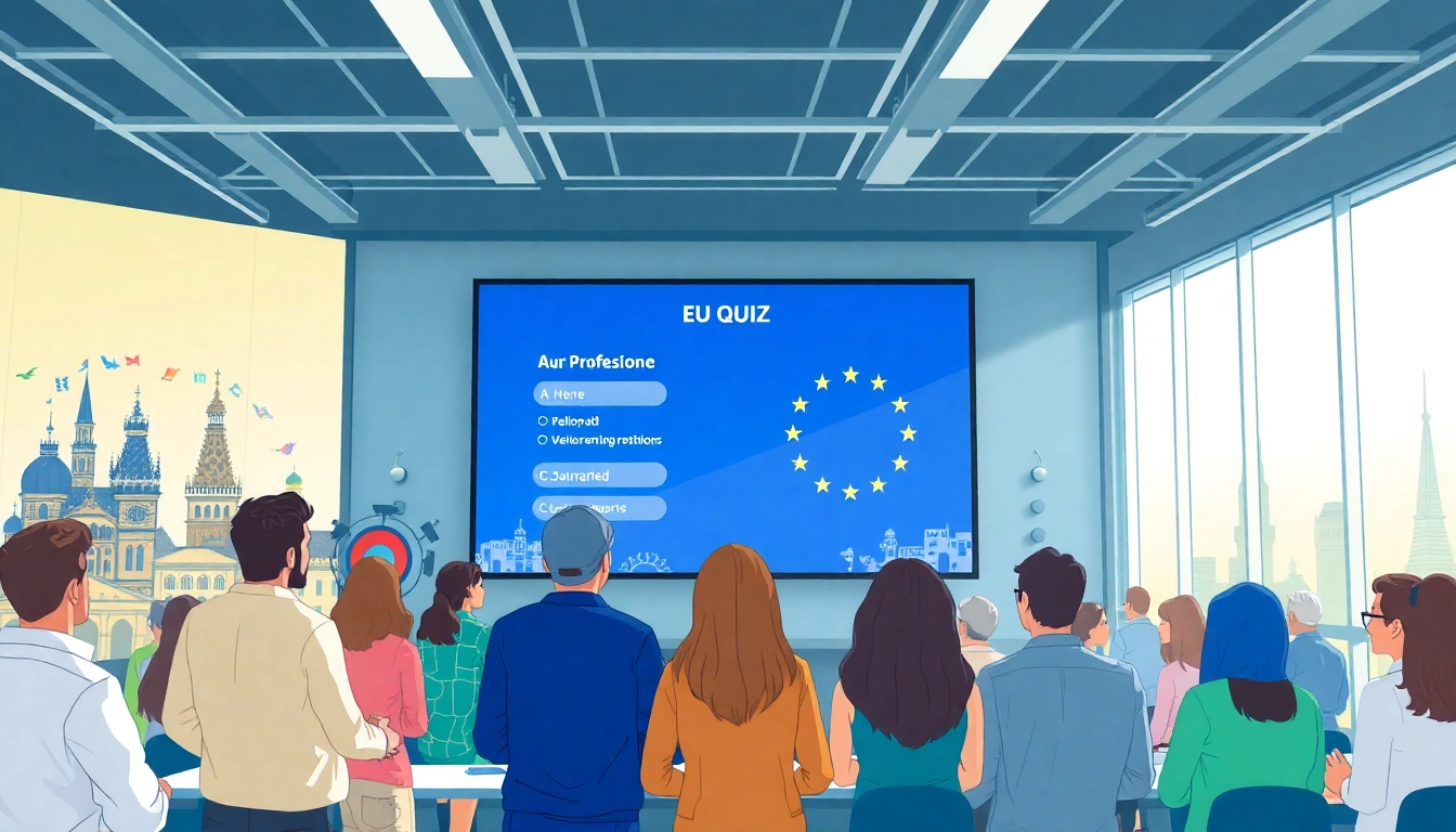 Teilnehmende am EU Quiz zeigen ihre Antworten aktiv während einer Lehrveranstaltung.