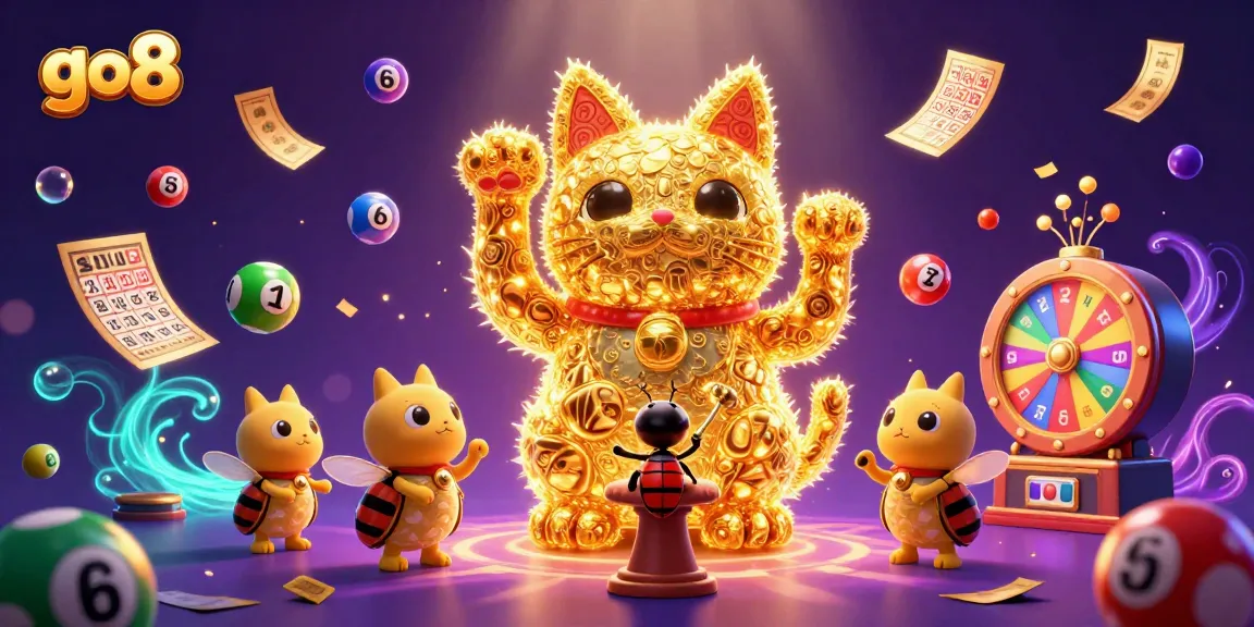 Engage with go8's vibrant casino world through this dynamic lucky cat illustration.