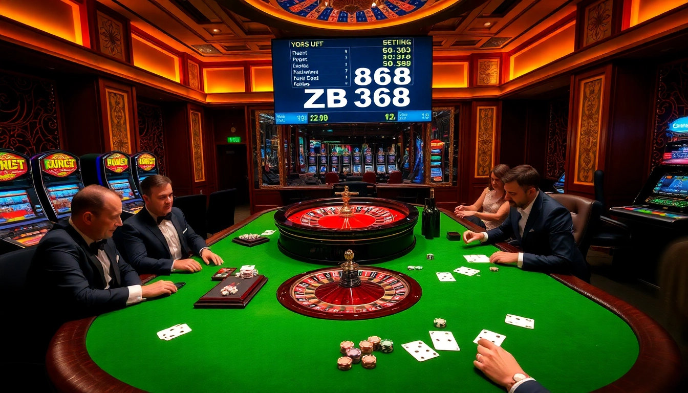 Experience the thrilling atmosphere at ZB368 casino with vibrant card games and lively betting.