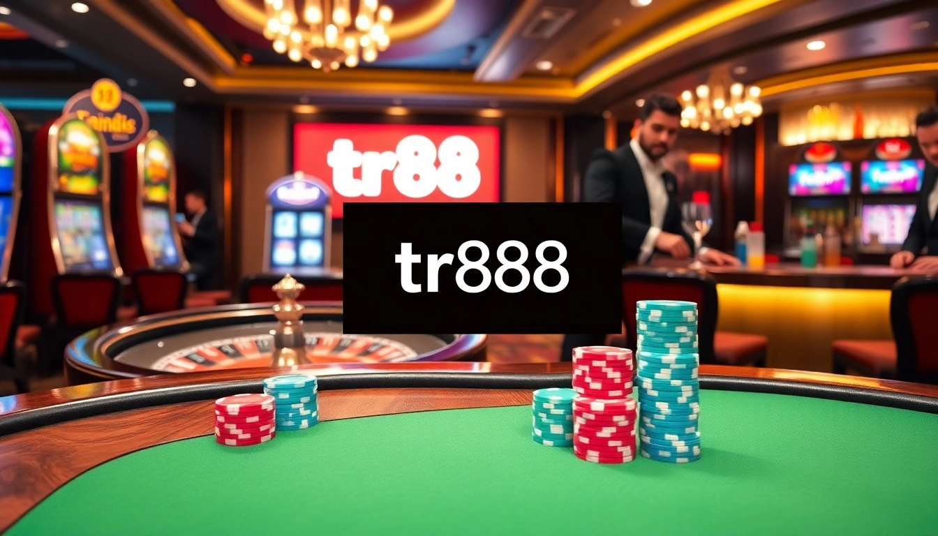 Experience the thrill of winning at tr88's premium casino games, with vibrant tables and players immersed in excitement.