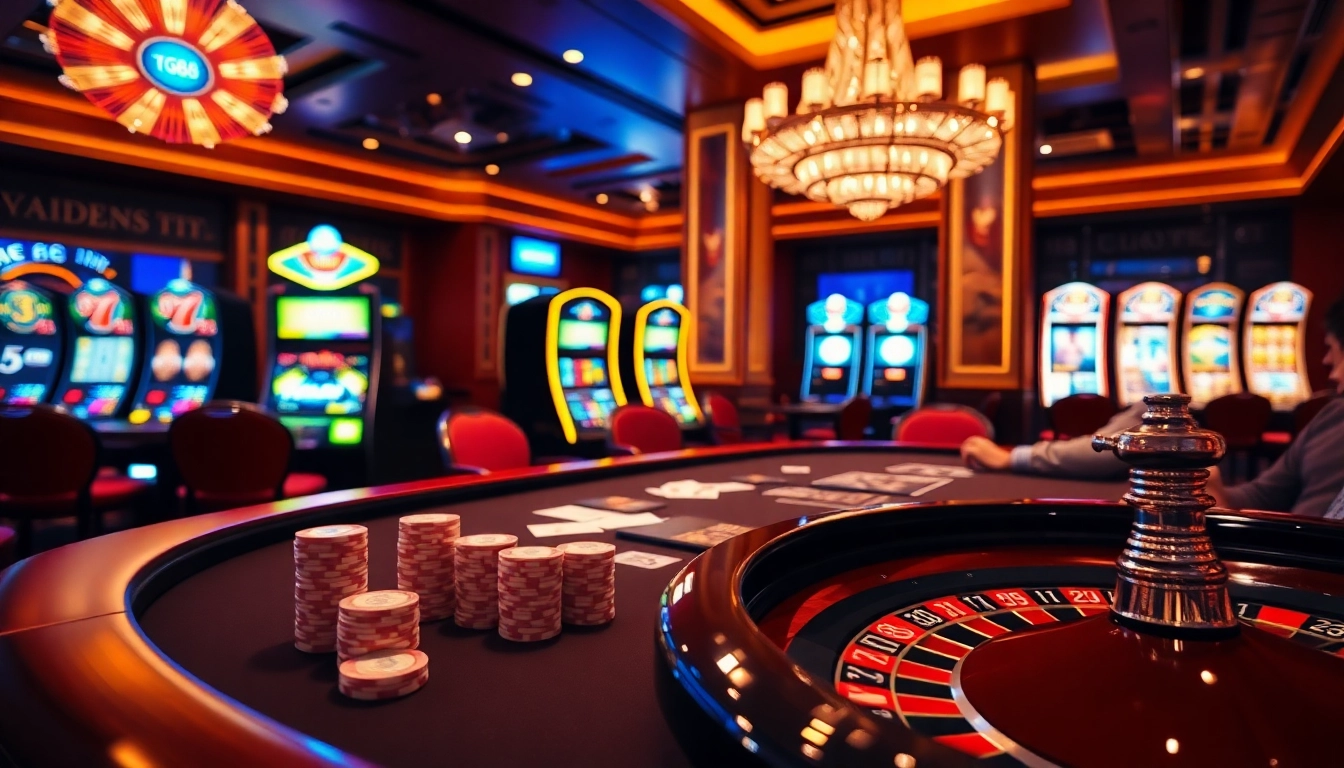 Experience the excitement of gambling at TG88 with vibrant casino scenes.