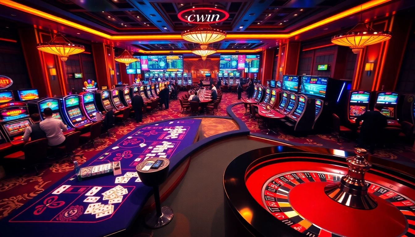 Experience the excitement of cwin at vibrant casino tables with engaging players and dazzling chips.