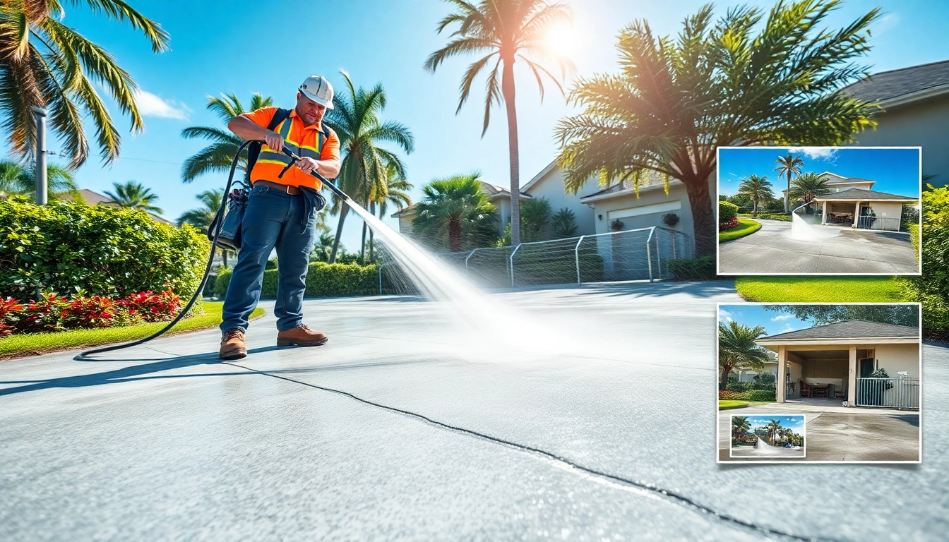 Concrete cleaning service in Kissimmee, FL, showcasing professional pressure washing.