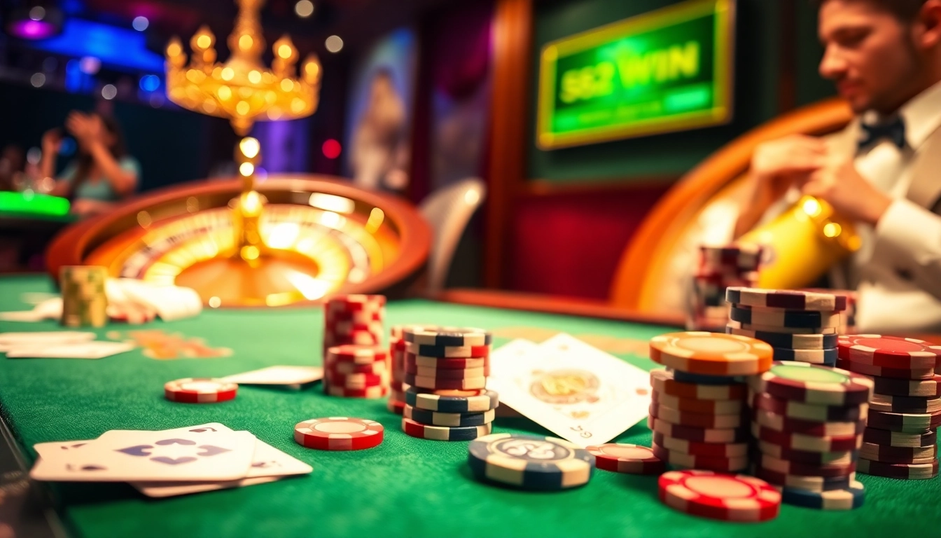 A player celebrating a win on the poker table at 52WIN casino scene.