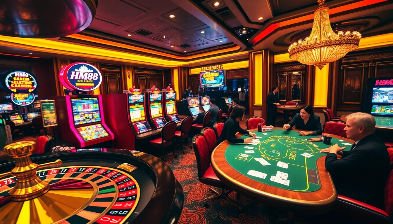 Engage in thrilling gameplay at HM88 with exciting casino visuals and interactive elements.