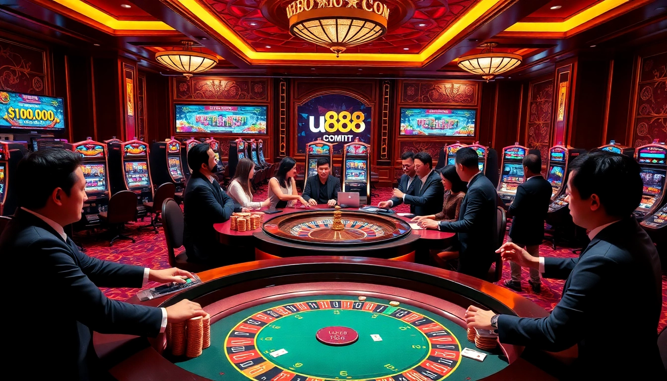 Engage in thrilling gameplay at u888 com with luxurious casino tables and excited players winning big.