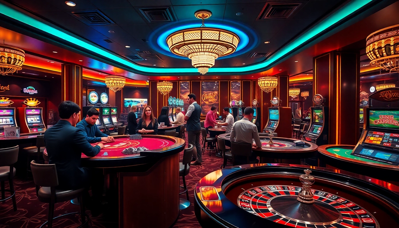Players enjoying various casino games at 789club, featuring vibrant tables and excitement.
