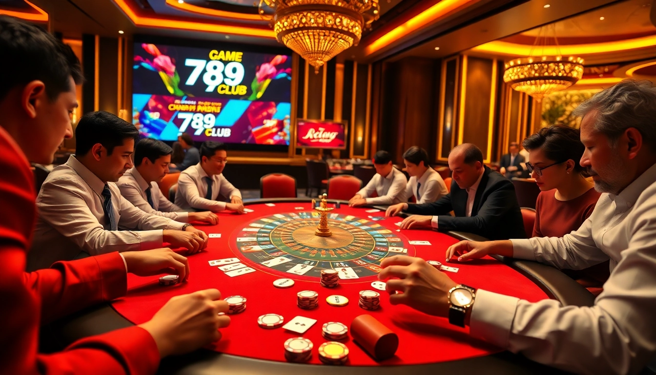 Experience the excitement of cổng game 789club at a luxurious casino table with professional gamblers.