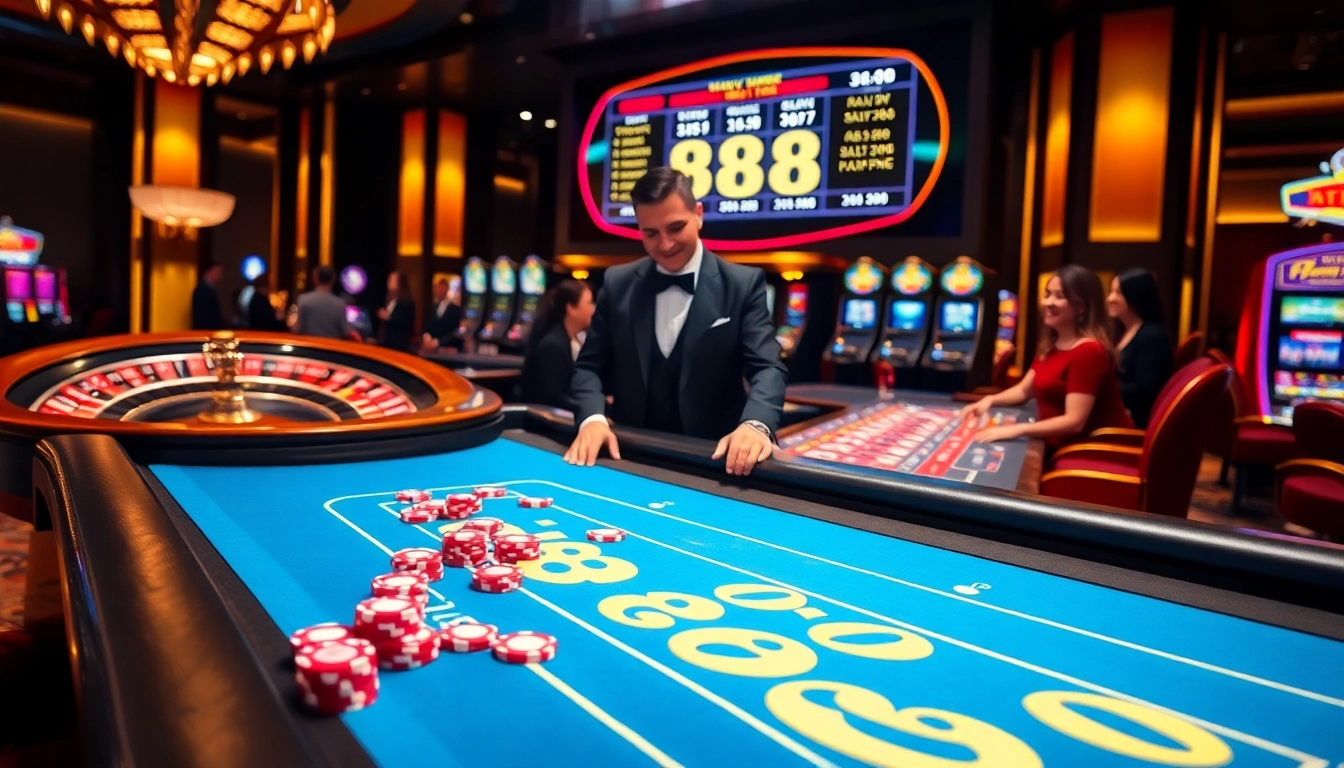 Players enjoying high-stakes poker and a lucky roulette wheel at 88i casino.