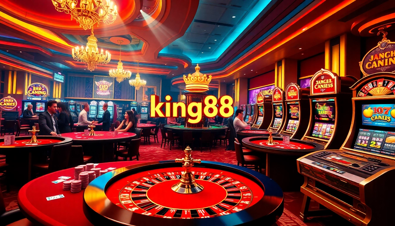 Experience king88 excitement with luxurious casino tables and animated slot machines.