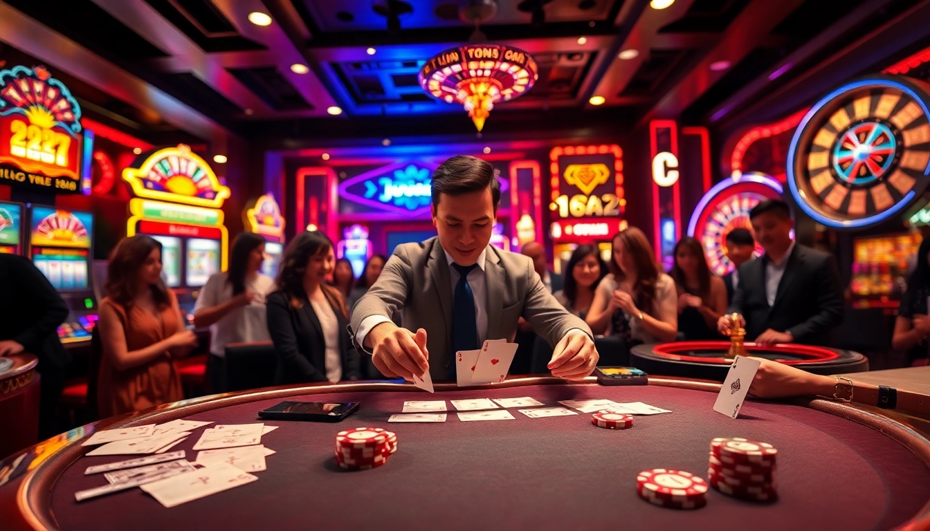 Soi Cầu Lô Kép 247 highlights thrilling bets at a lively casino table.