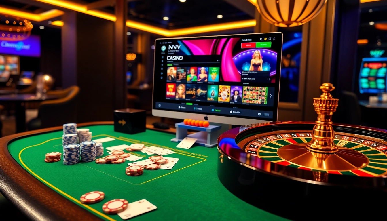Players enjoying games at NV casino with vibrant tables and an engaging online interface.