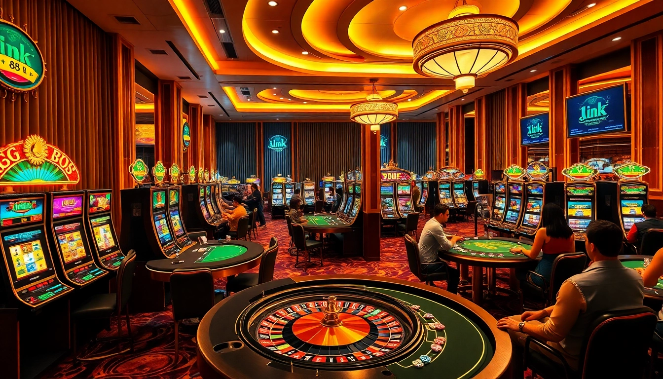 Experience thrilling gaming at link 88i, featuring vibrant slot machines and lively casino action.