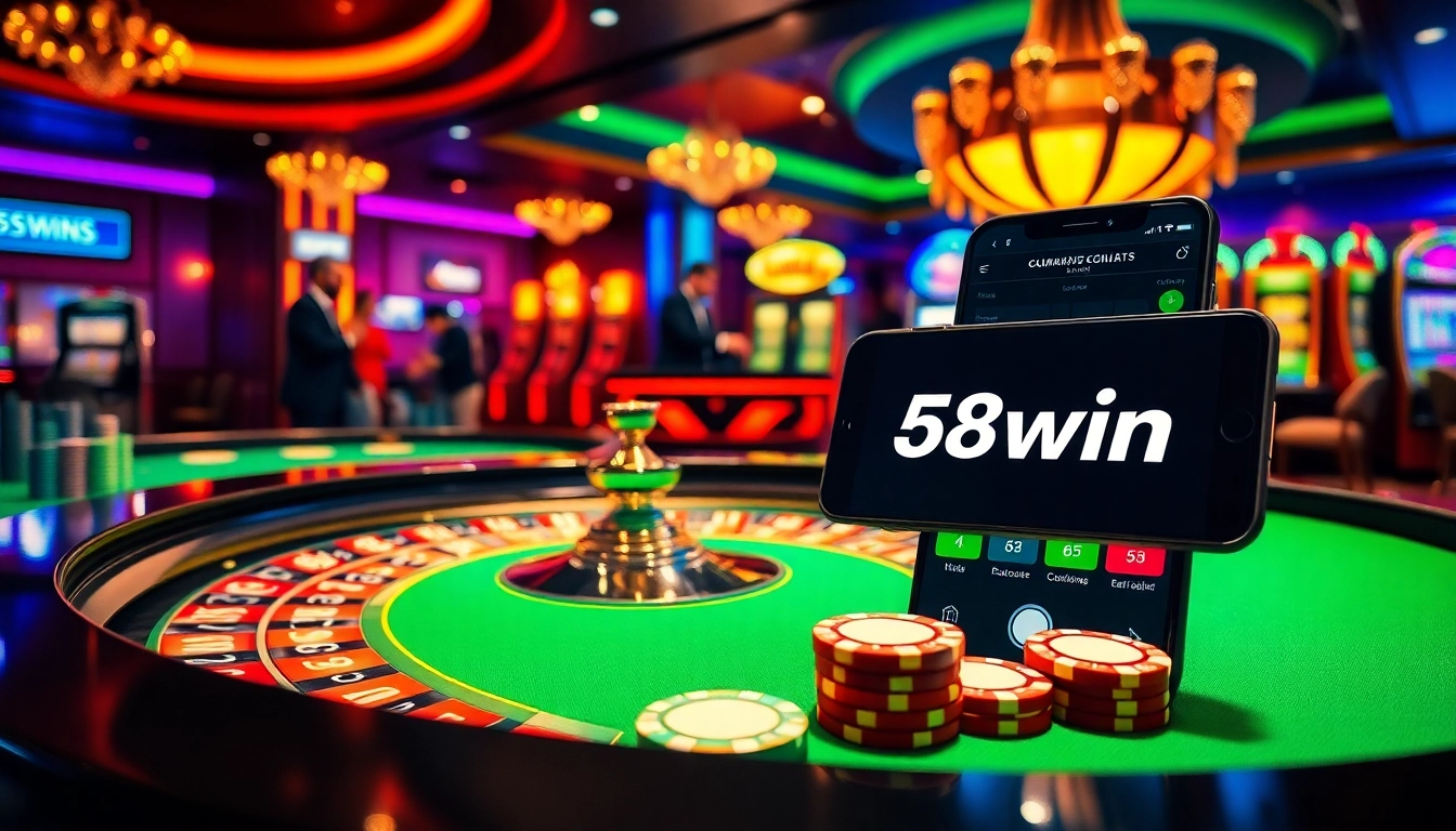 Experience thrilling gameplay at 58win casino with engaging roulette and vibrant poker chips.