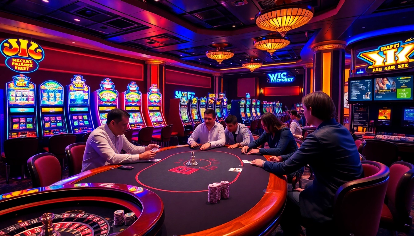 KJC players enjoying high-stakes poker amidst a luxurious casino atmosphere.