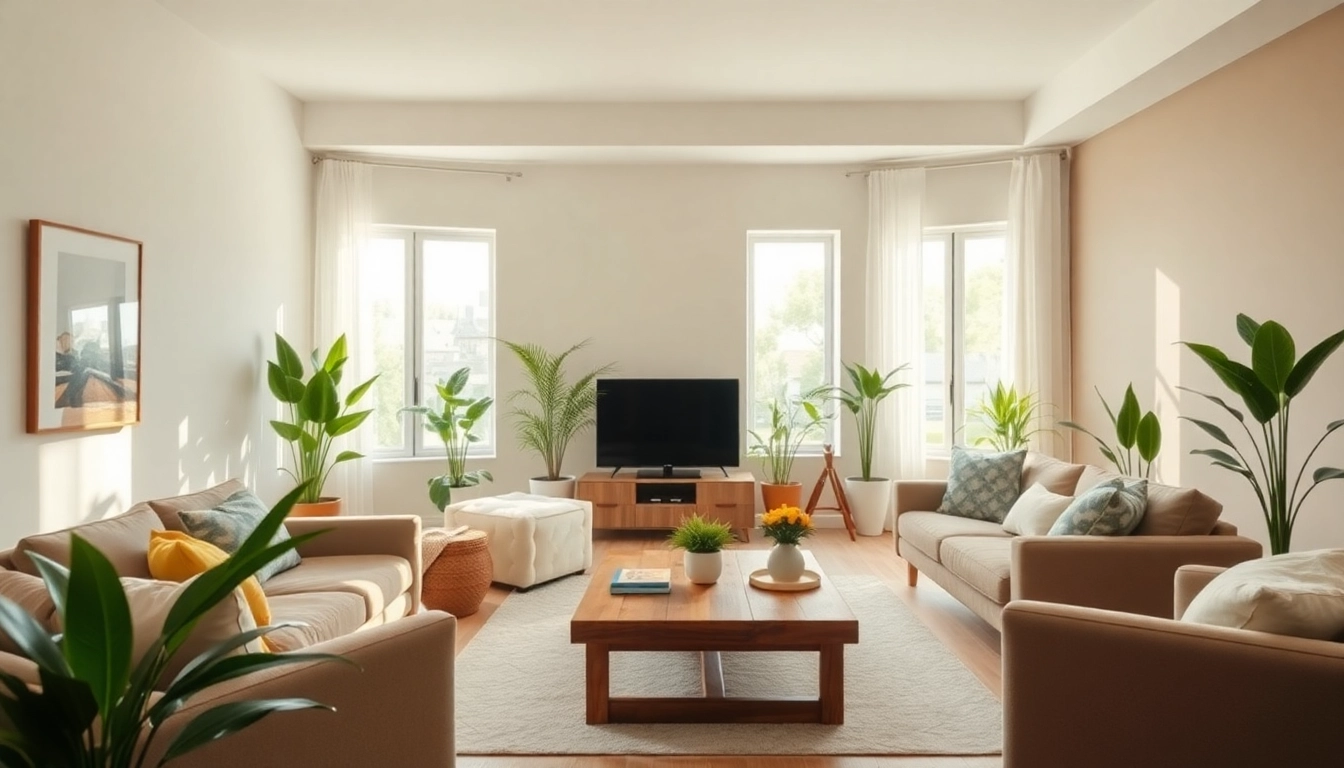 Renovation of a vibrant living room featuring modern furnishings and warm textures.