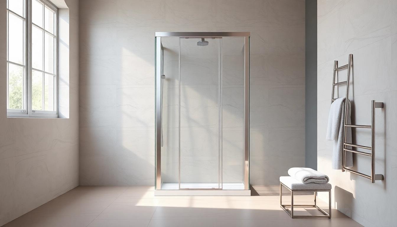 Elegante sonni Duschkabine 90x90 in einem modernen Badezimmer mit natürlicher Beleuchtung und stilvollen Akzenten.