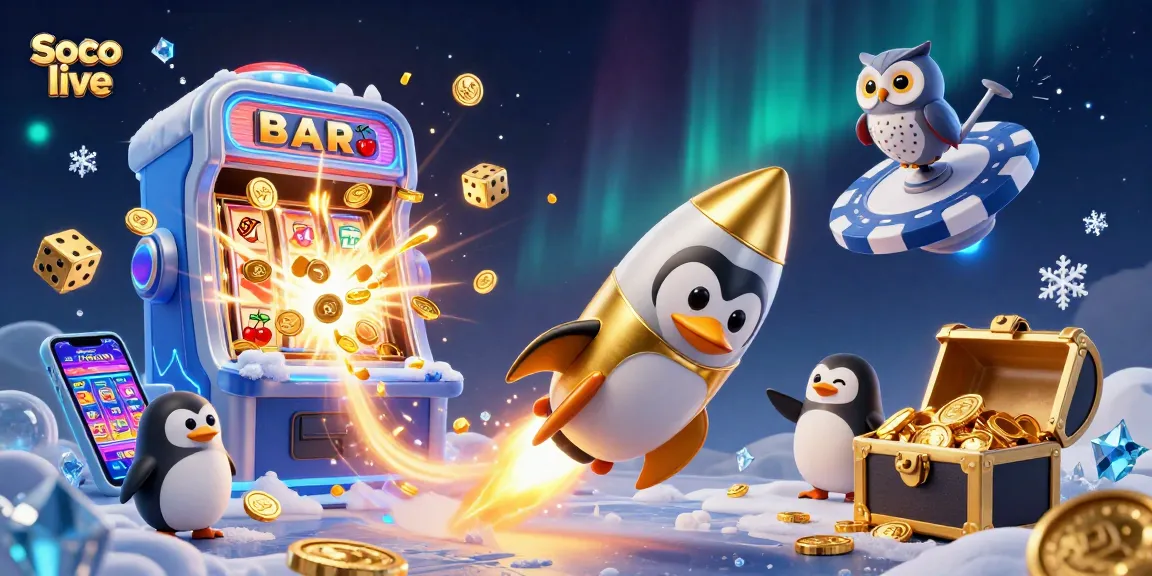 Play exciting games at Soco live with a captivating casino-themed illustration.